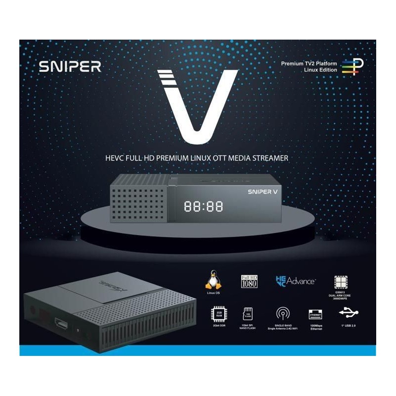 Xsarius Sniper V Full HD 1080 PremiumTV 2 Linux OTT Mediastreamer